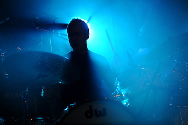 Portrait Bobby Previte with Drums, Blue