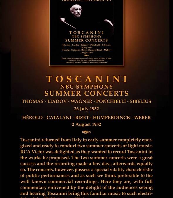 Toscanini NBC Symphony Summer Concerts 1952 – Immortal Performances
