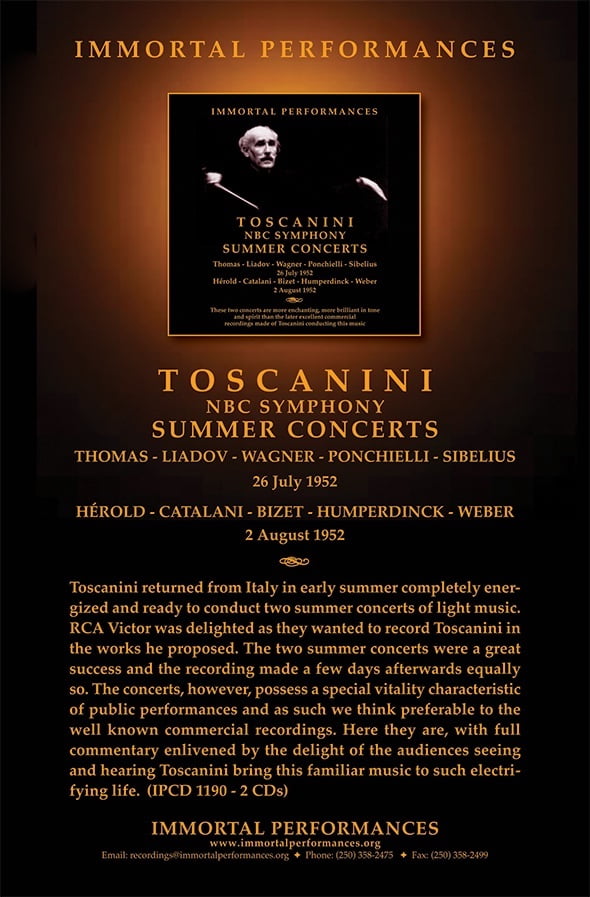 Album Cover for Toscanini NBC Summer Concerts 1952